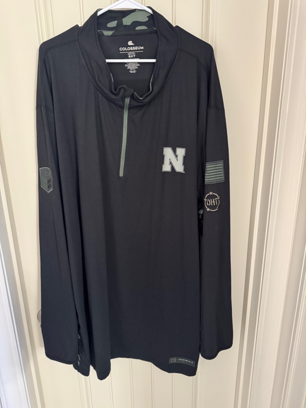 Colosseum Black Quarter-Zip Pullover with Olive Accents and Reflective N